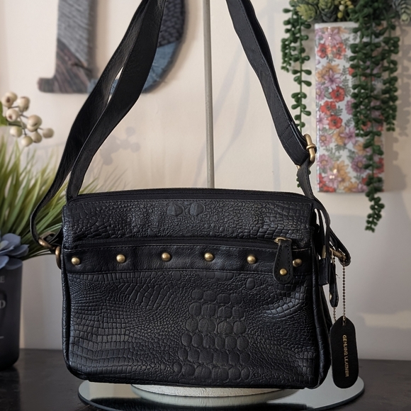 Great American leatherworks black bag with bronze rivets eeuc - Picture 2 of 15